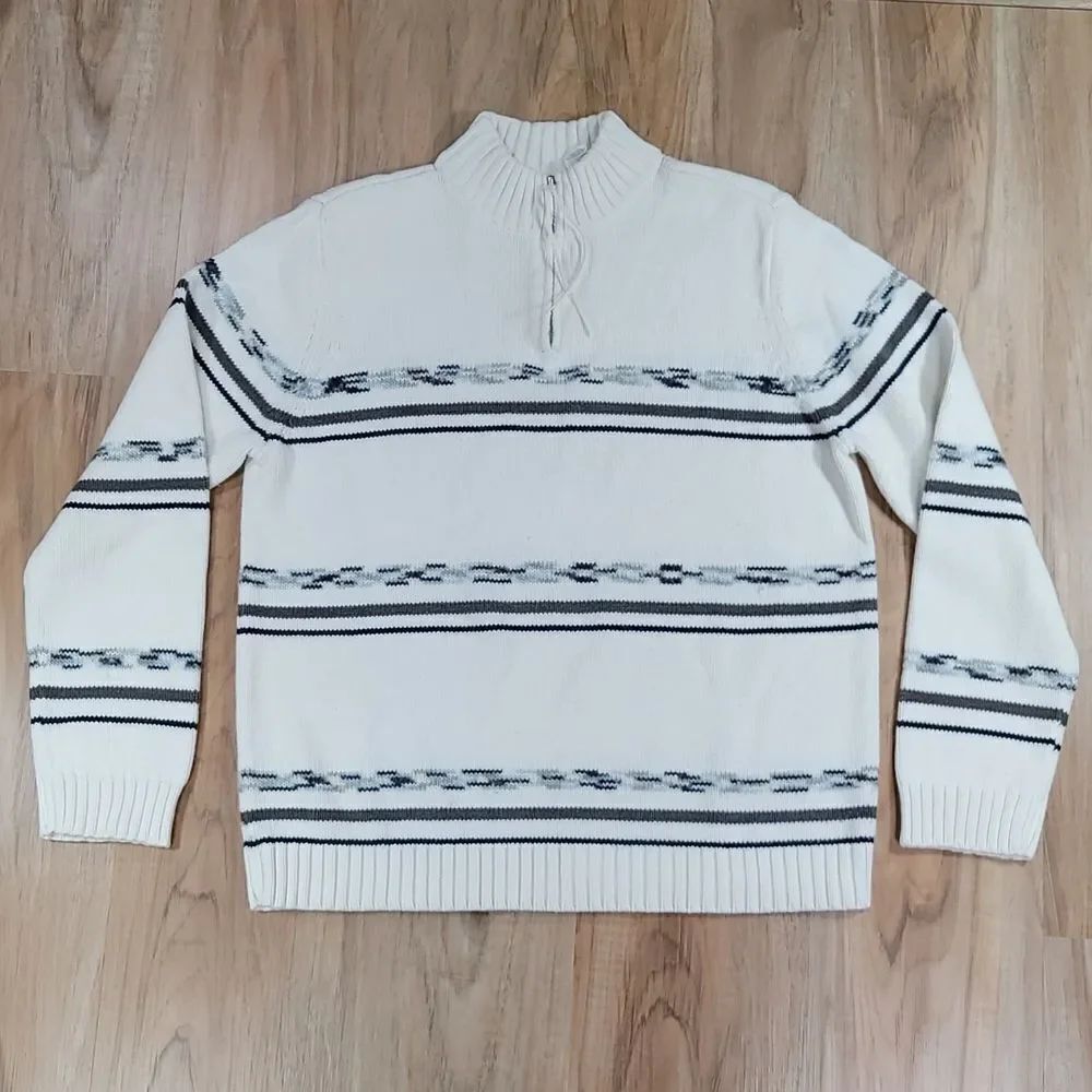 💜Liz Claiborne Ivory Wool Blend Zip Mock Turtleneck Sweater Medium